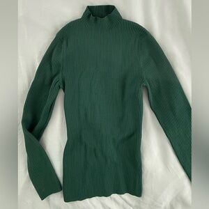 Aritzia Babaton Sculpt Knit Ribbed Mock Neck Sweater - Forest Green- size Large